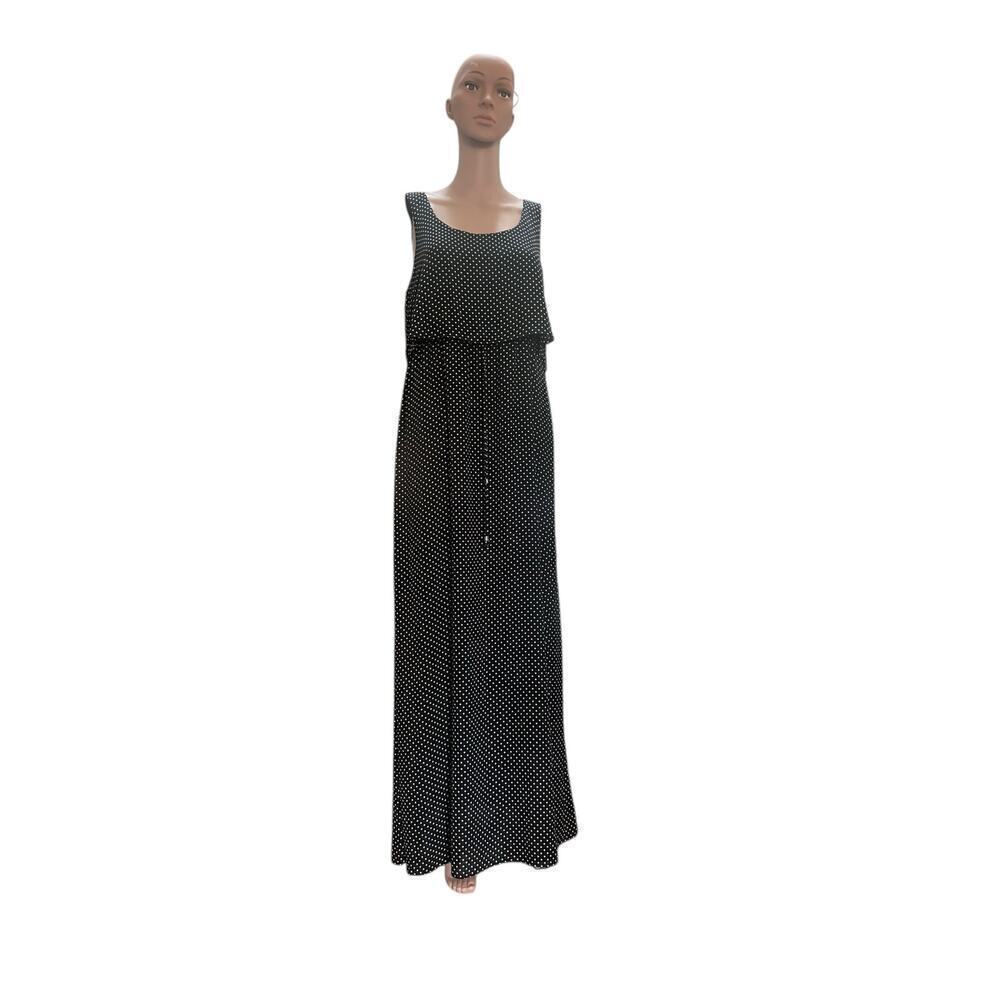Ivanka Trump Women’s Printed Georgette Maxi Dress – Black & White Polka Dot Sz6.